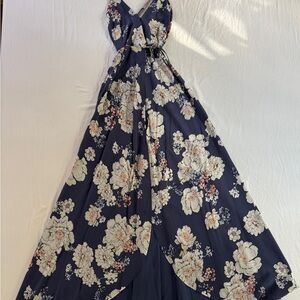 Yumi Kim Navy Floral Wrap Maxi Dress